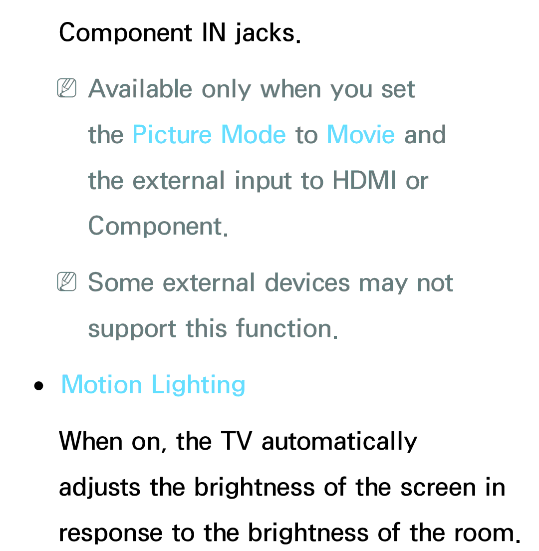 Samsung PN64E8000 manual Motion Lighting 