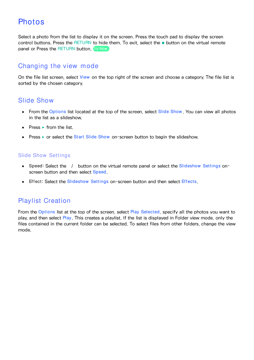 Samsung PN64F8500AF manual Photos, Slide Show Settings 