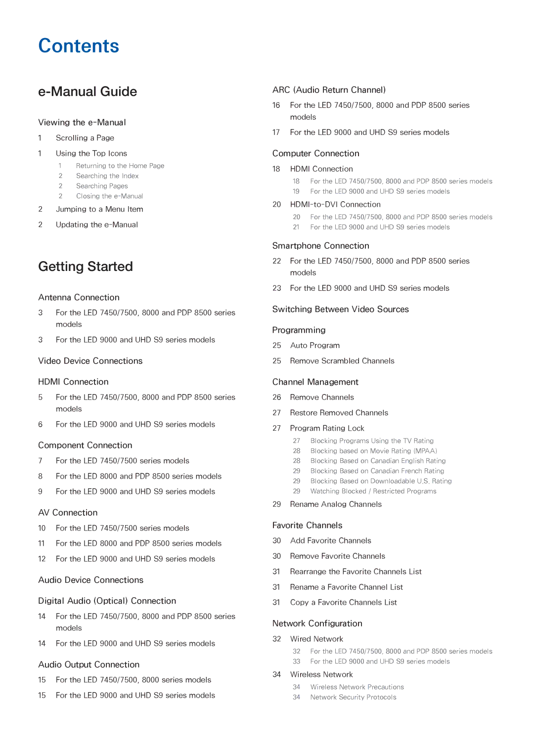 Samsung PN64F8500AF manual Contents 