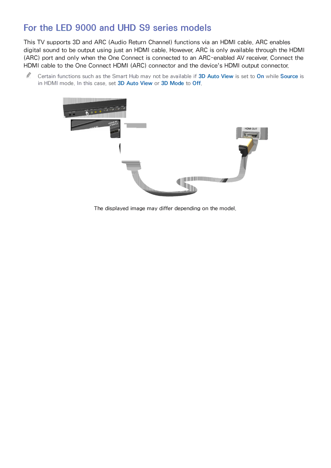 Samsung PN64F8500AF manual For the LED 9000 and UHD S9 series models 