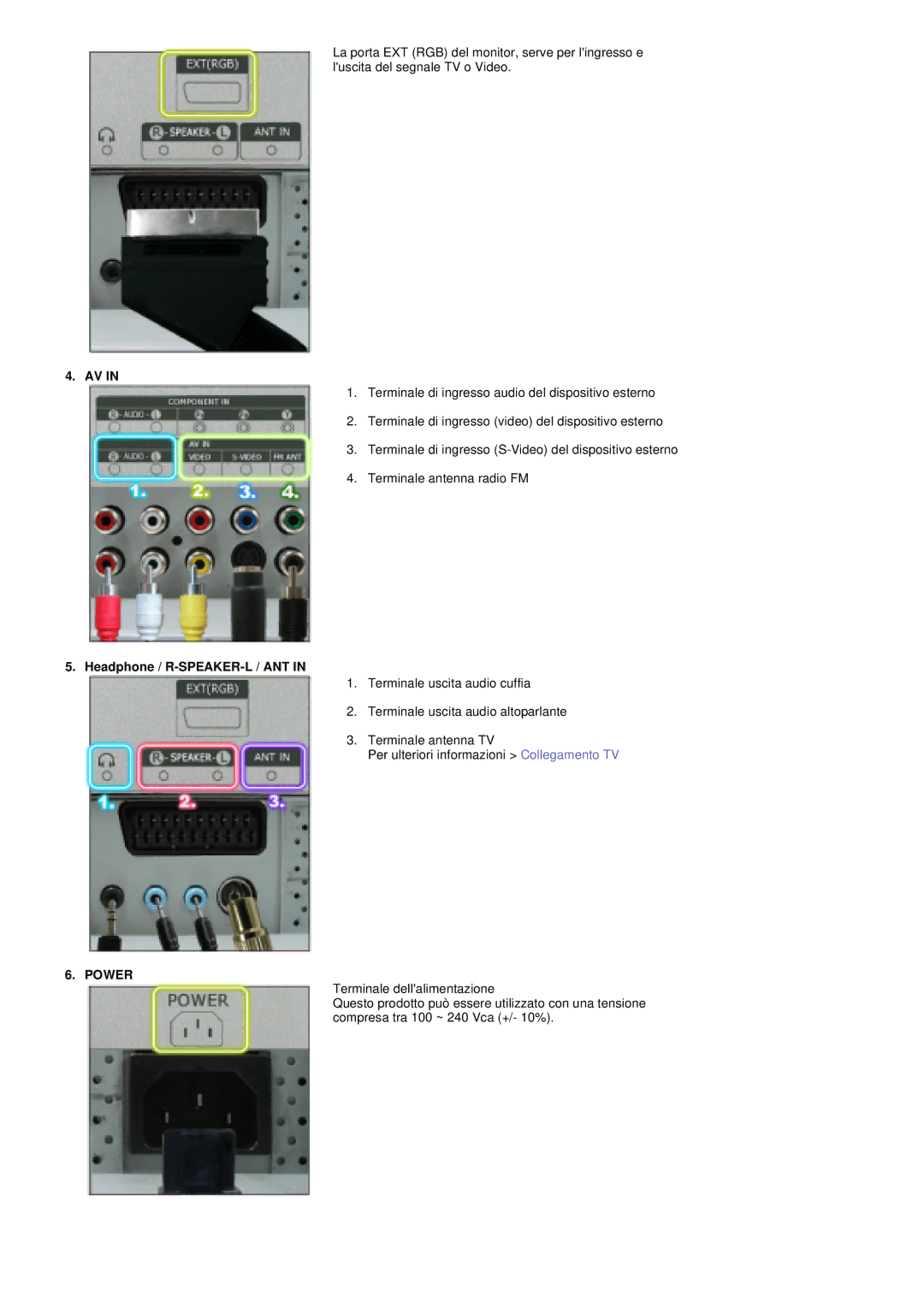 Samsung PO24FSSSS/EDC, PO24FSSS/EDC manual Headphone / R-SPEAKER-L / ANT, Power 