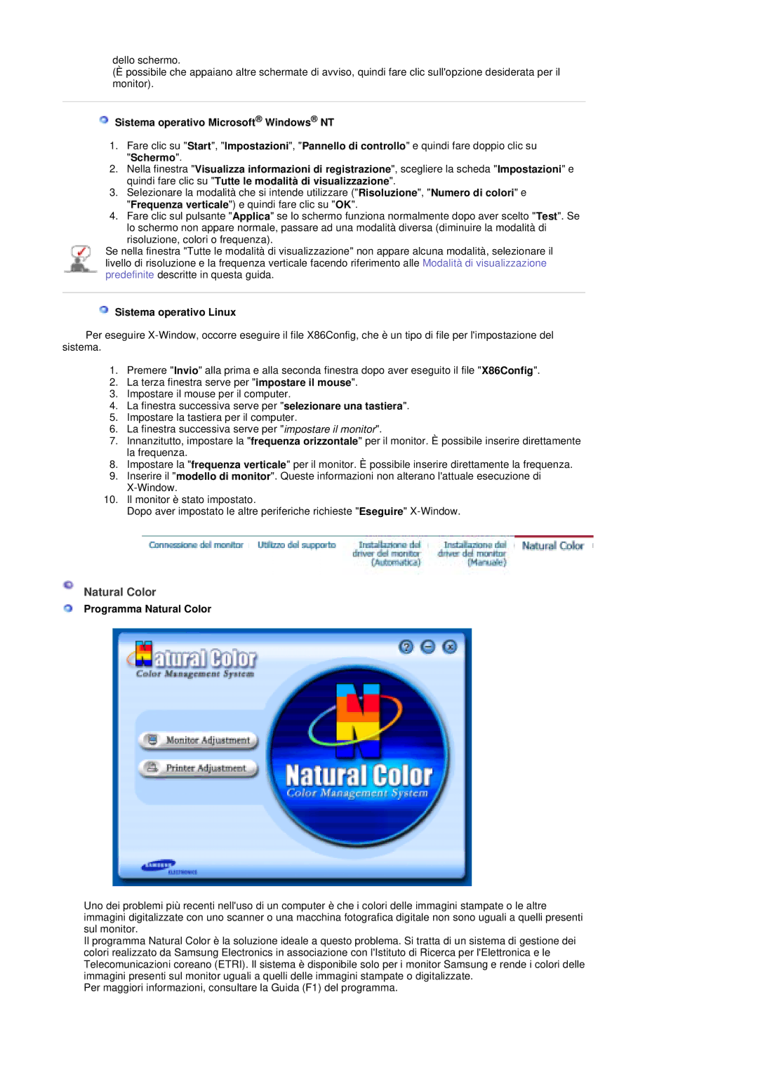 Samsung PO24FSSS/EDC, PO24FSSSS/EDC manual Natural Color, Sistema operativo Microsoft Windows NT, Sistema operativo Linux 