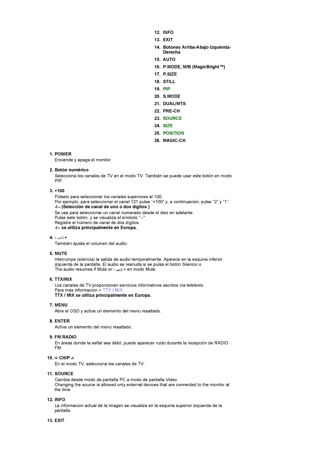 Samsung LG24POFSSS/EDC, PO24FSSSS/EDC manual Still, Dual/Mts, MAGIC-CH Power, Mute 