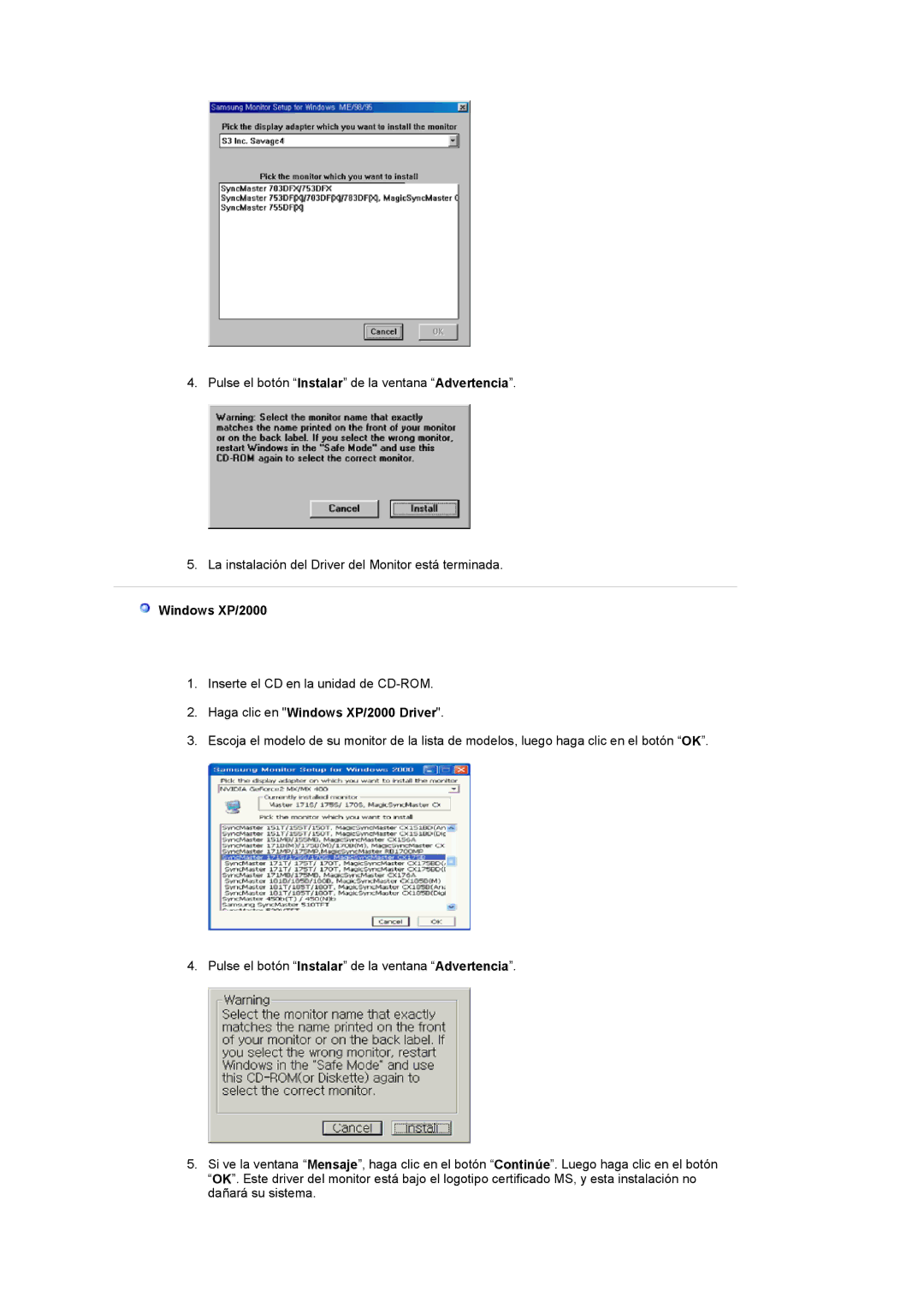 Samsung LG24POFSSS/EDC, PO24FSSSS/EDC manual Haga clic en Windows XP/2000 Driver 