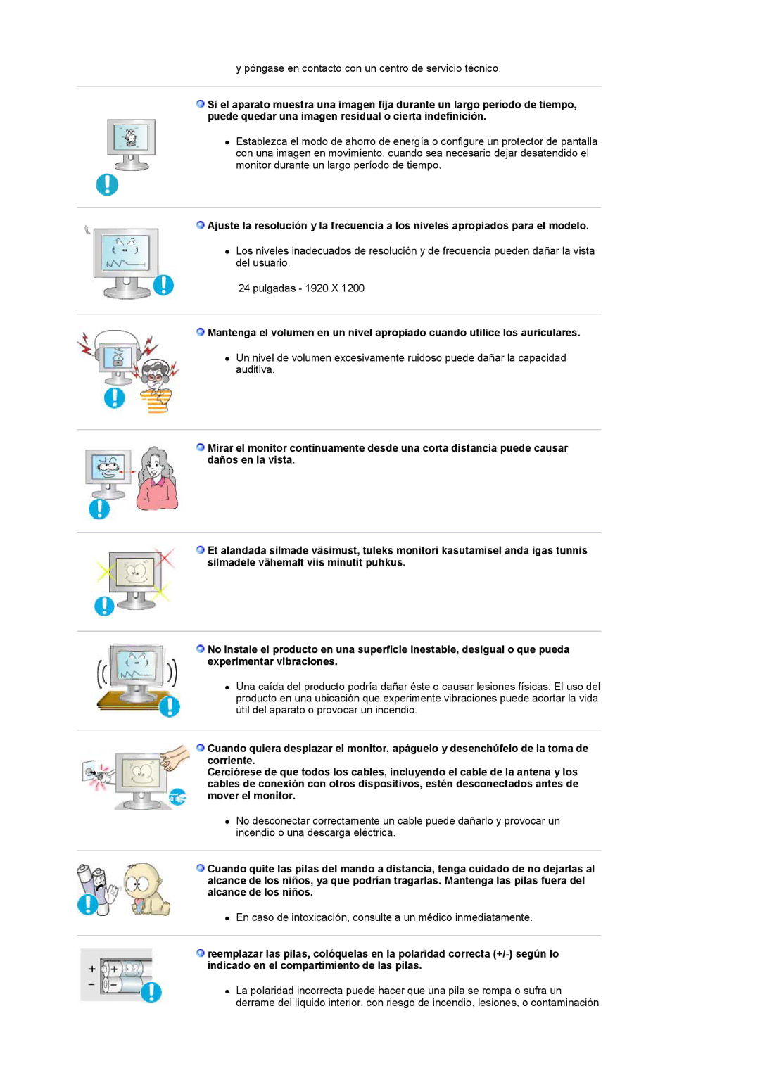 Samsung LG24POFSSS/EDC, PO24FSSSS/EDC manual Póngase en contacto con un centro de servicio técnico 