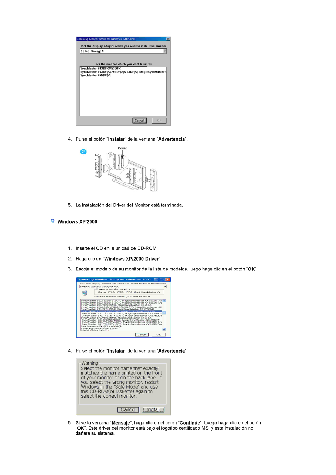 Samsung LG24POFSSS/EDC, PO24FSSSS/EDC manual Haga clic en Windows XP/2000 Driver 