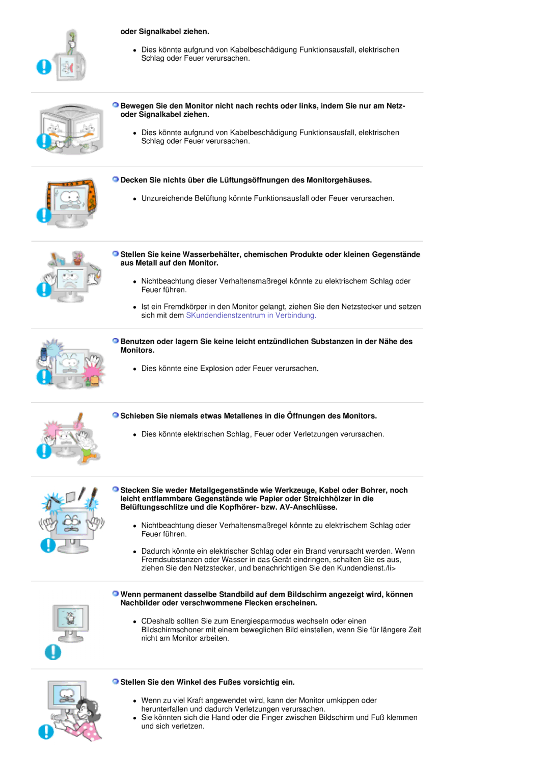 Samsung PO24FSSSS/EDC manual Oder Signalkabel ziehen, Stellen Sie den Winkel des Fußes vorsichtig ein 