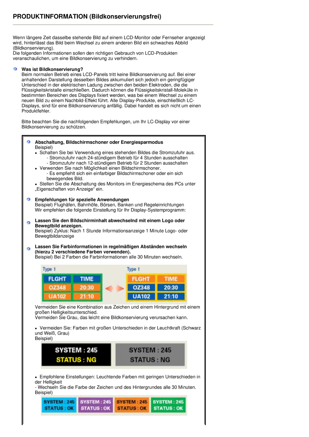 Samsung PO24FSSSS/EDC manual Produktinformation Bildkonservierungsfrei 