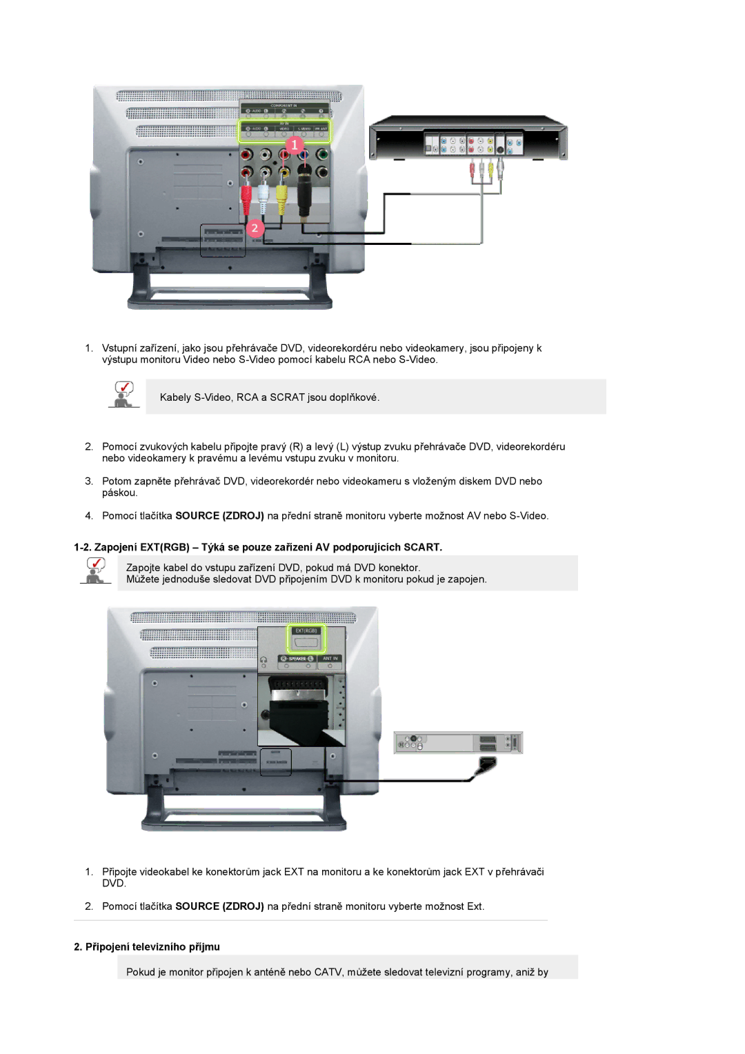 Samsung PO24FSSSS/EDC manual Připojení televizního příjmu 