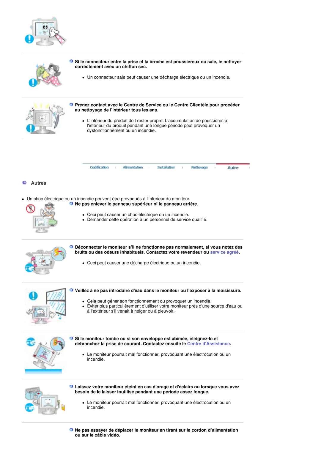 Samsung PO24FSSSS/EDC manual Autres, Ne pas enlever le panneau supérieur ni le panneau arrière 