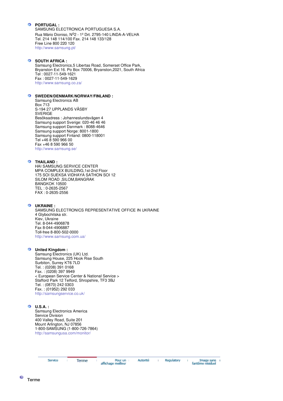 Samsung PO24FSSSS/EDC manual Terme 