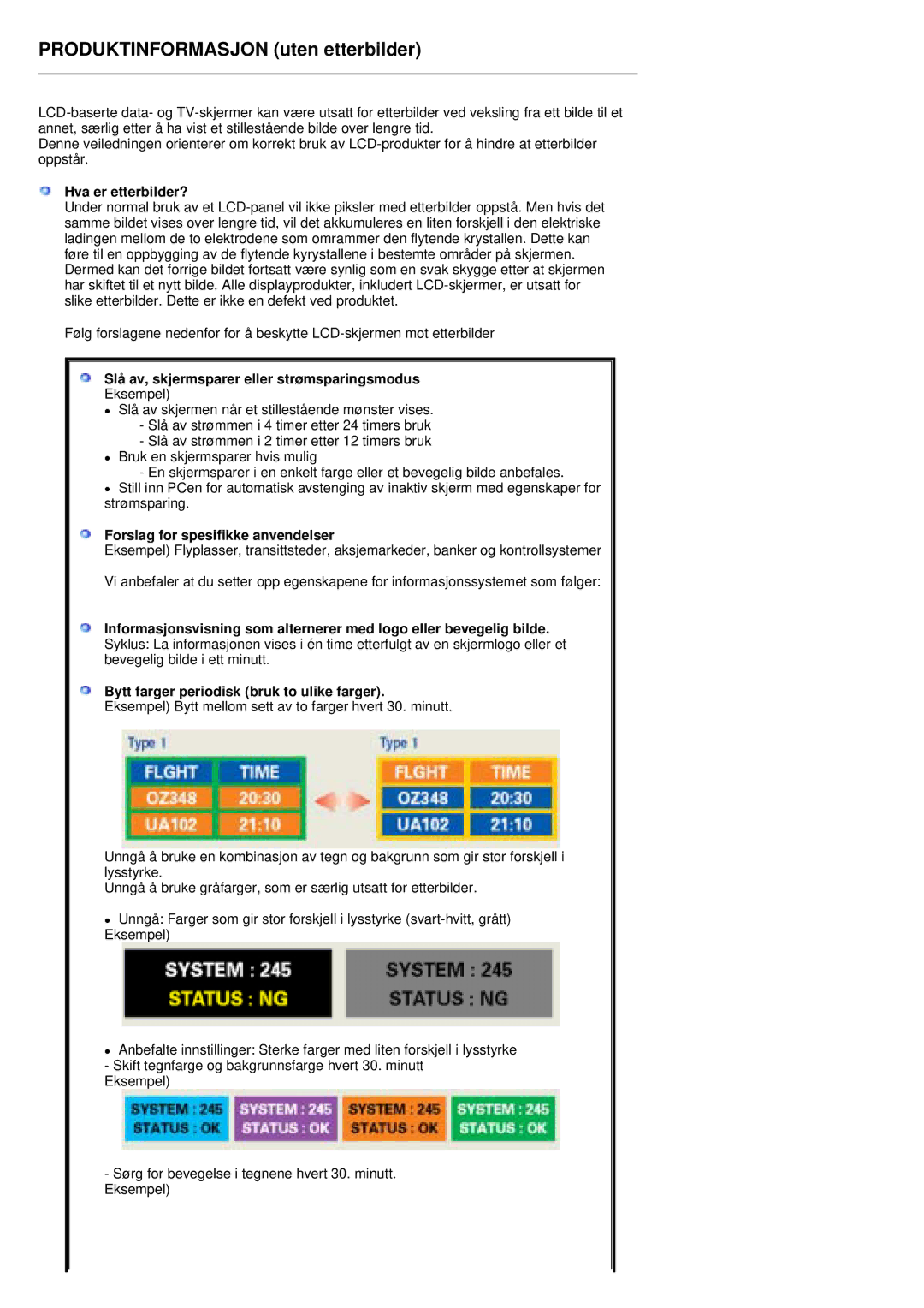 Samsung PO24FSSSS/EDC manual Hva er etterbilder?, Slå av, skjermsparer eller strømsparingsmodus 