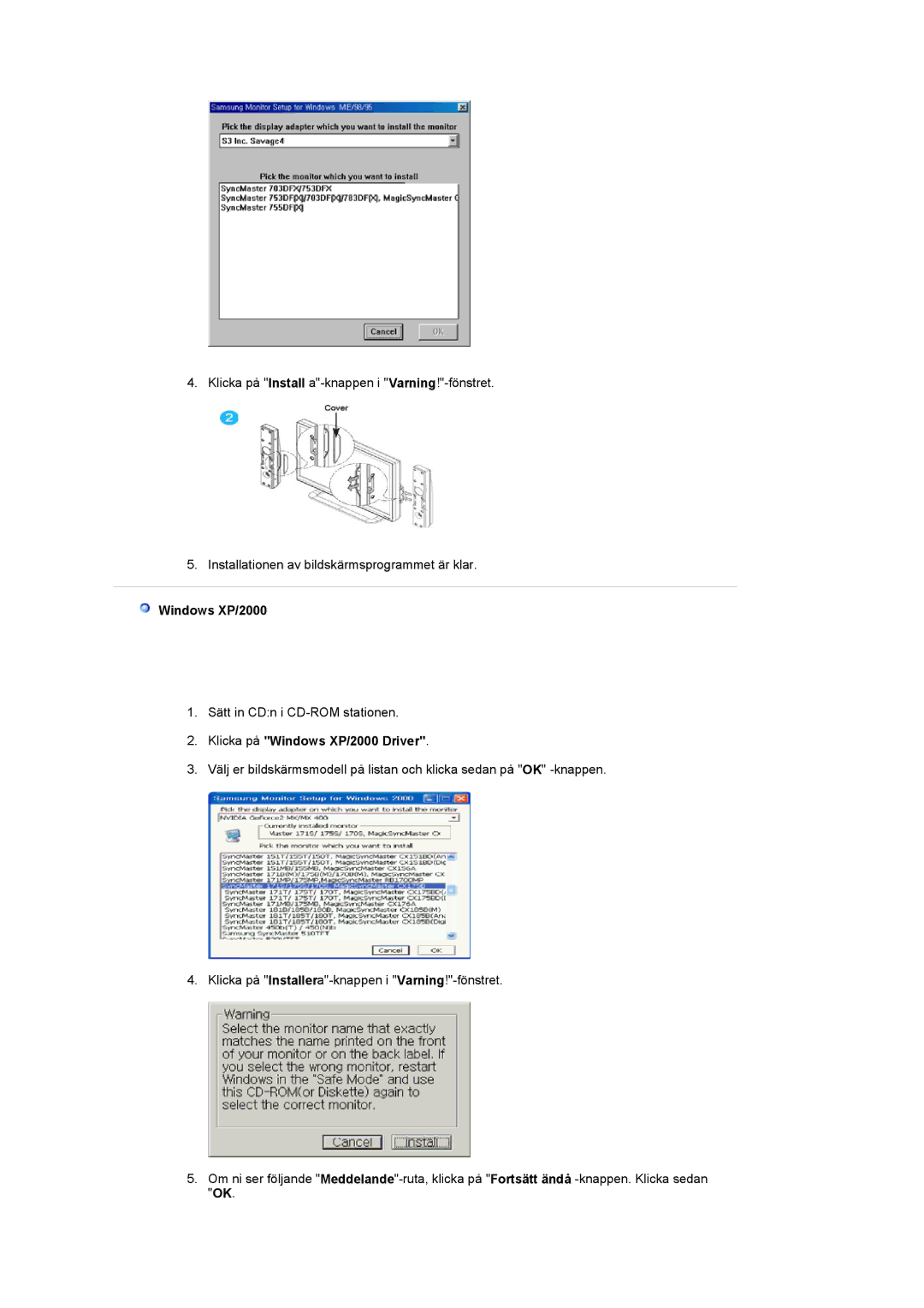 Samsung PO24FSSSS/EDC manual Klicka på Windows XP/2000 Driver 