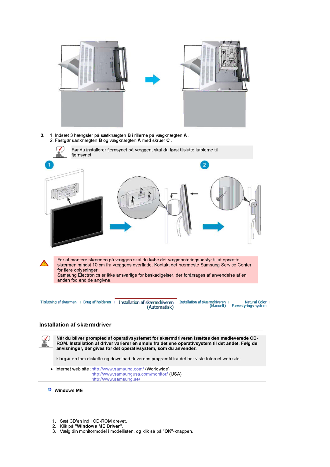 Samsung PO24FSSSS/EDC manual Klik på Windows ME Driver 