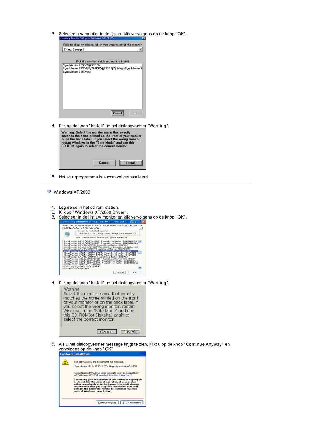 Samsung PO24FSSSS/EDC manual Klik op Windows XP/2000 Driver 