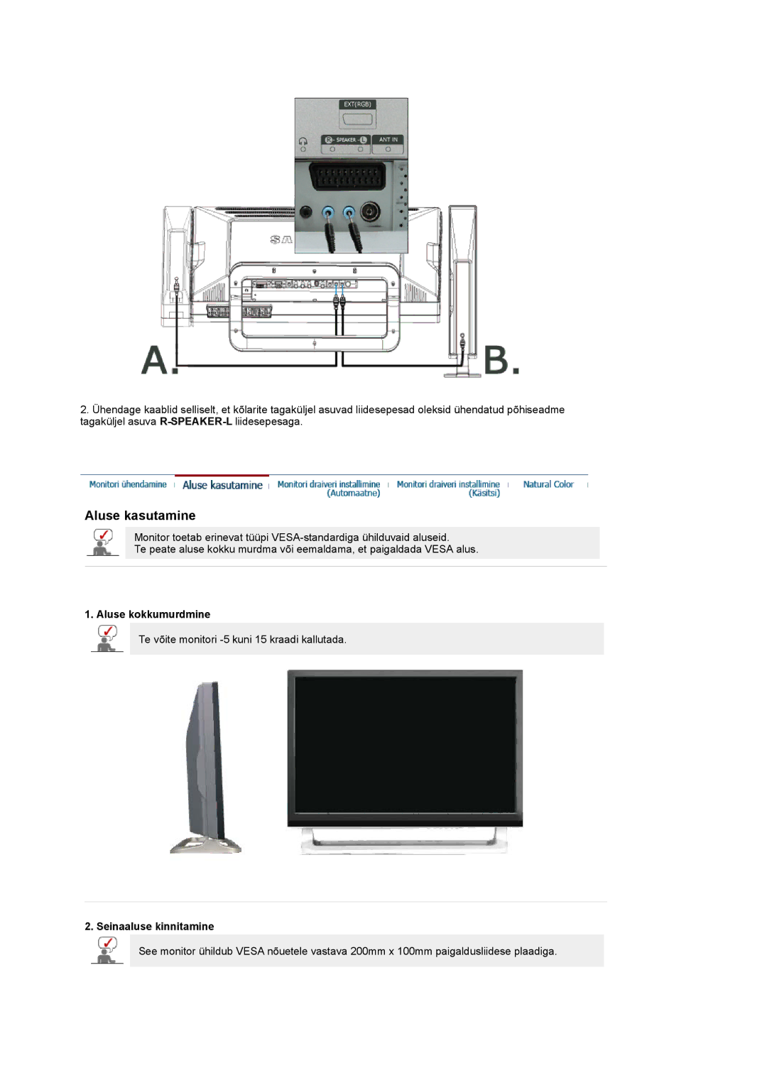 Samsung PO24FSSSS/EDC manual Aluse kokkumurdmine, Seinaaluse kinnitamine 