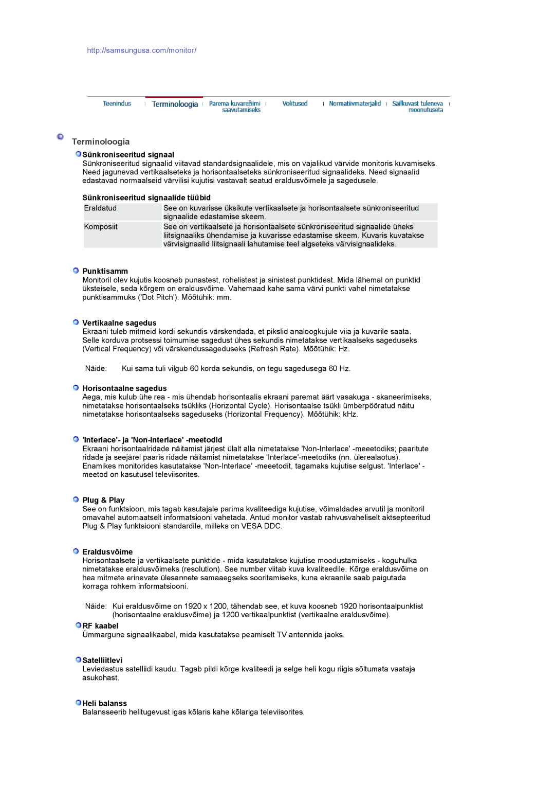 Samsung PO24FSSSS/EDC manual Terminoloogia 