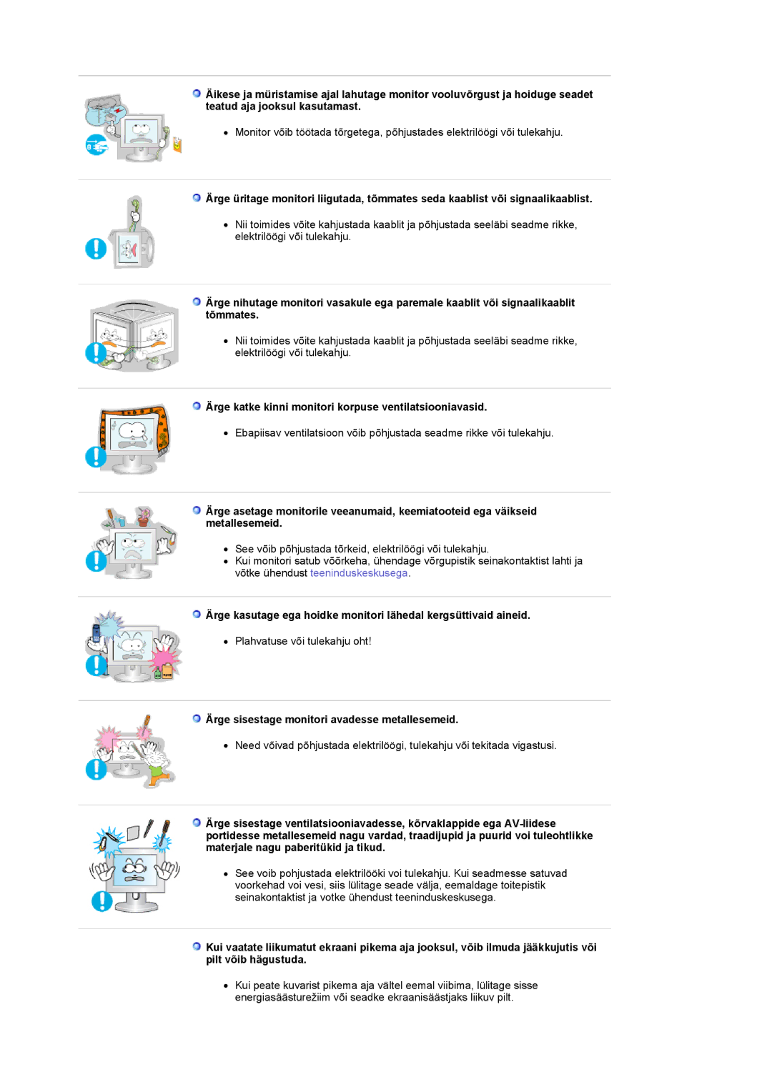 Samsung PO24FSSSS/EDC manual Ärge katke kinni monitori korpuse ventilatsiooniavasid 