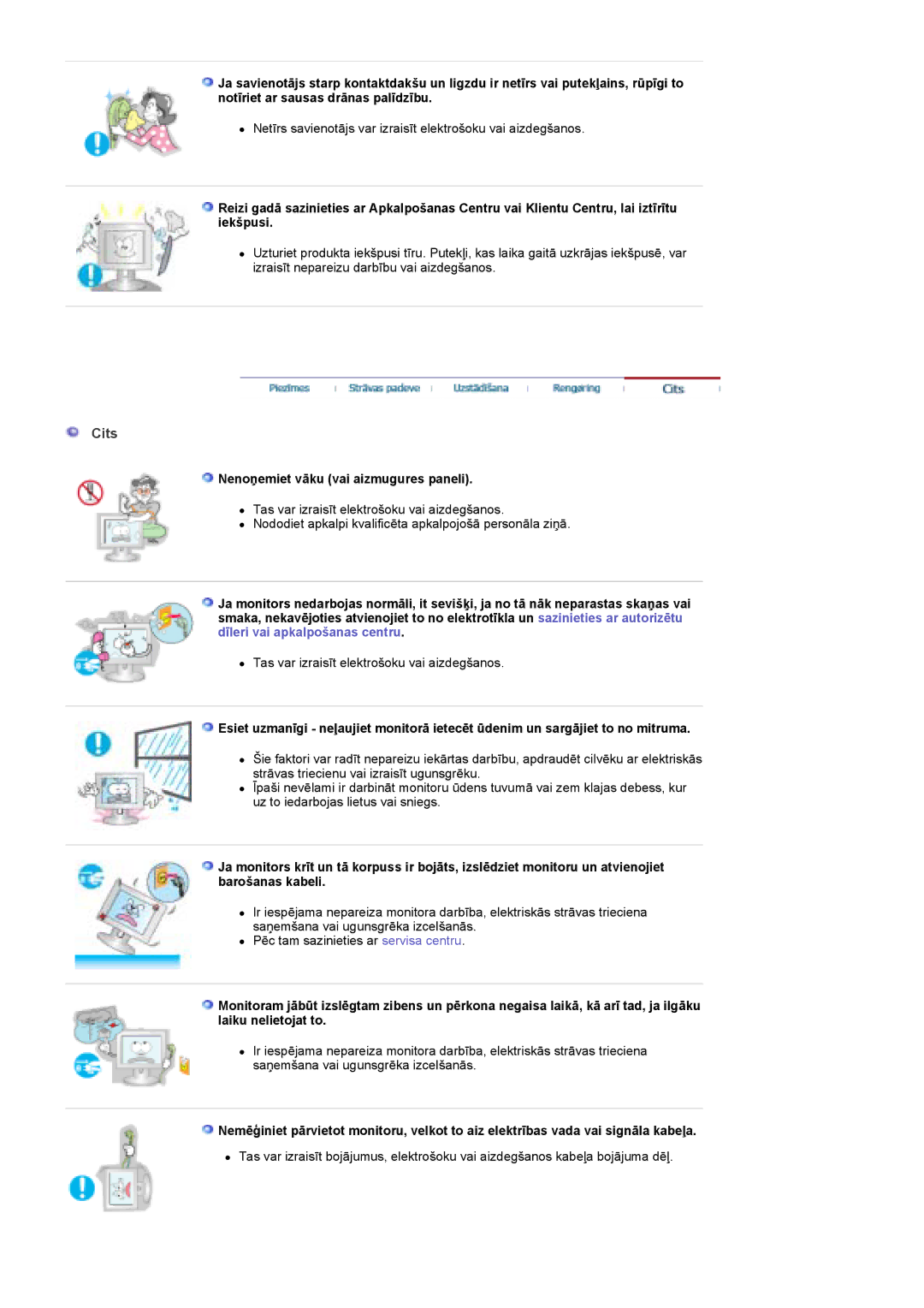 Samsung PO24FSSSS/EDC manual Cits, Nenoņemiet vāku vai aizmugures paneli 