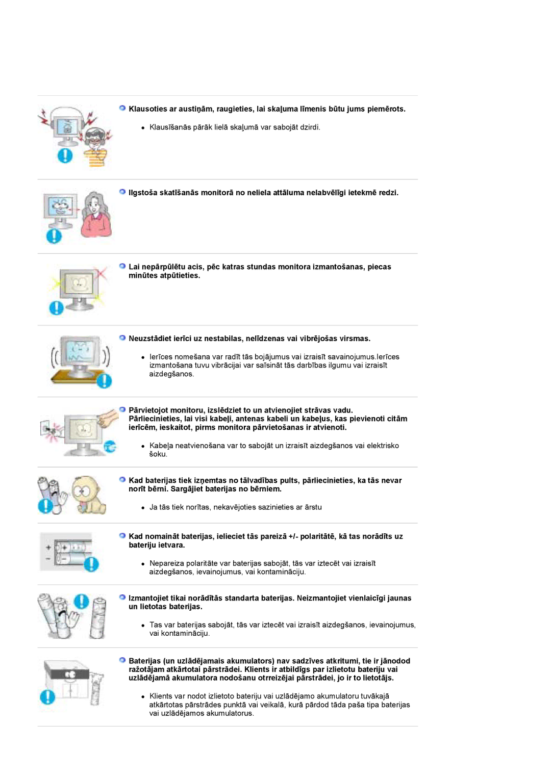 Samsung PO24FSSSS/EDC manual Klausīšanās pārāk lielā skaļumā var sabojāt dzirdi 