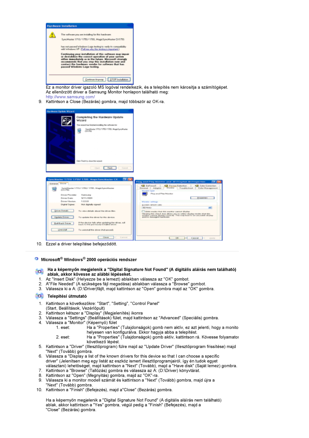 Samsung PO24FSSSS/EDC manual Telepítési útmutató 