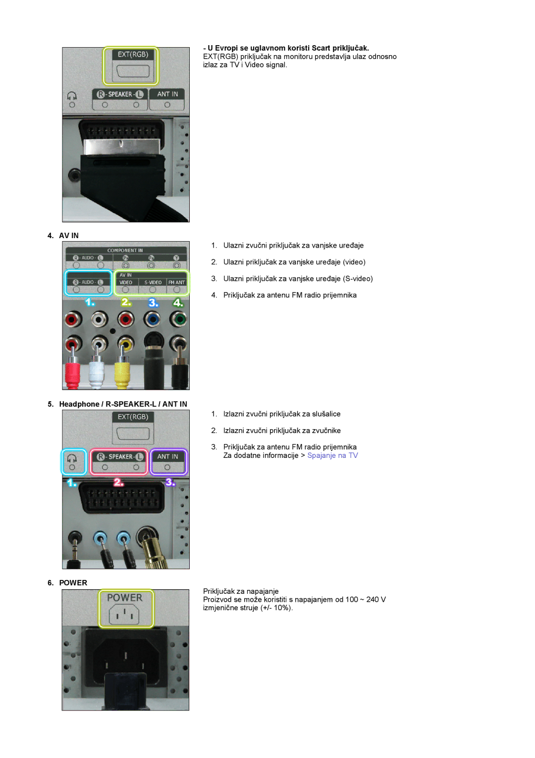 Samsung PO24FSSSS/EDC manual Headphone / R-SPEAKER-L / ANT, Power 