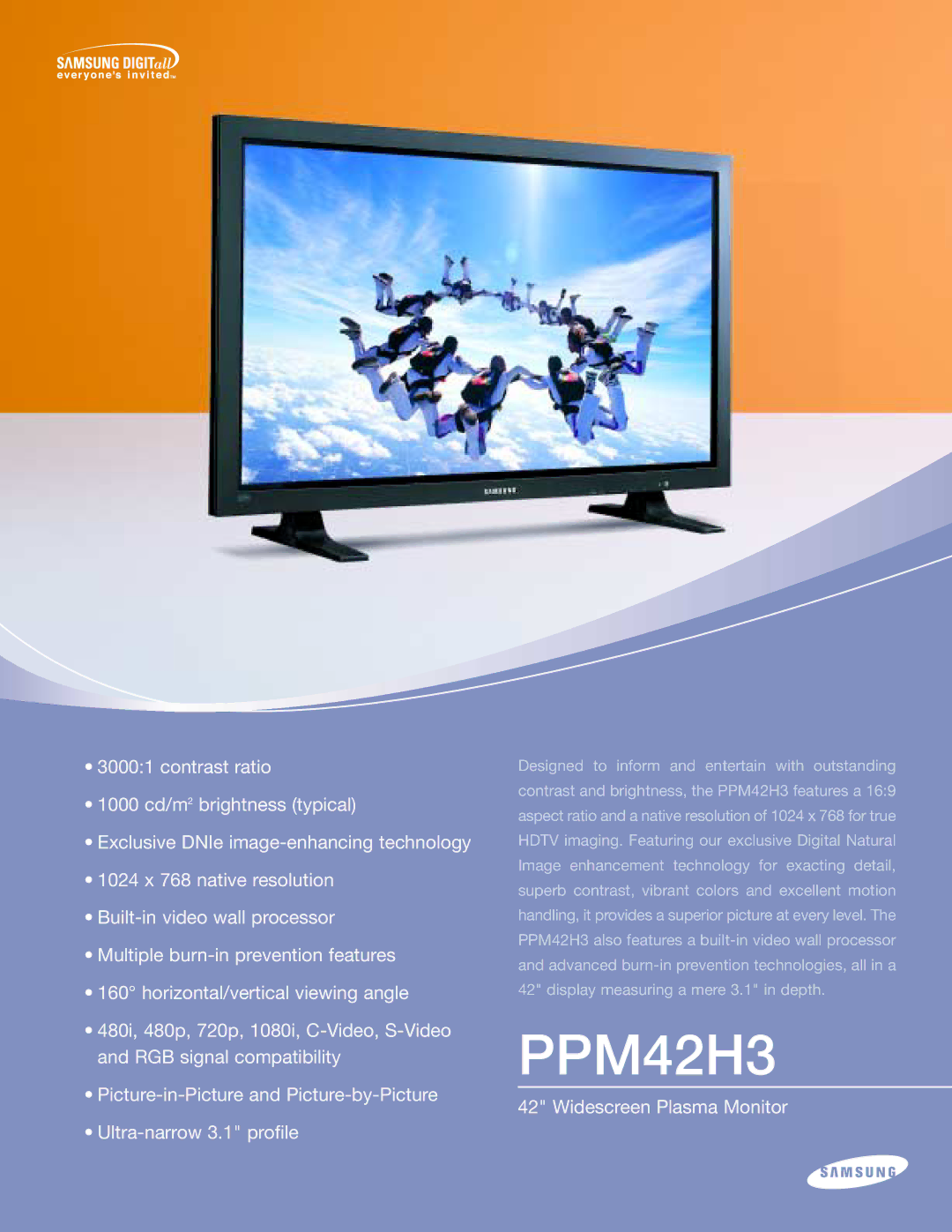 Samsung PPM 42H3 manual PPM42H3 