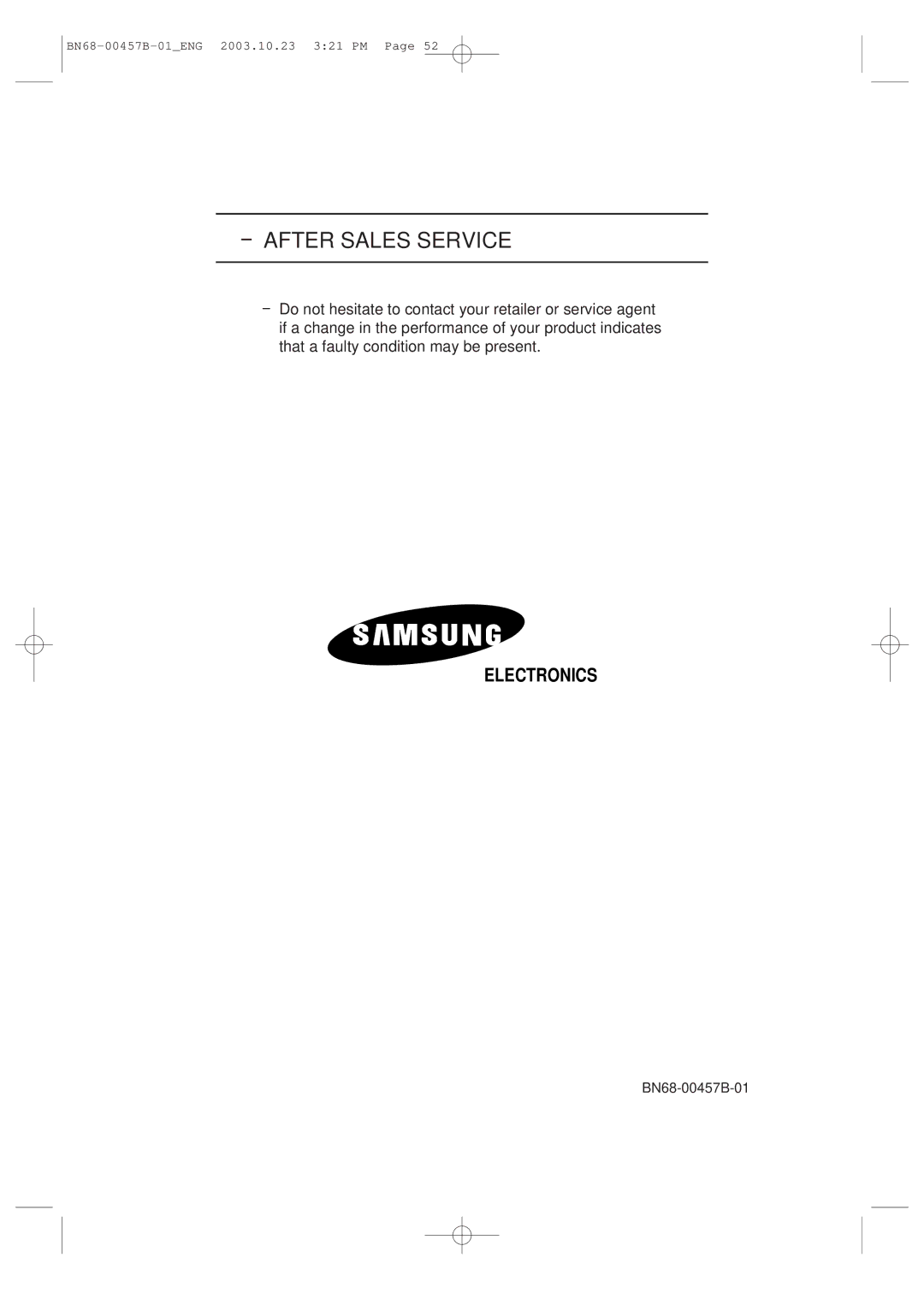 Samsung PPM 42S3 manual After Sales Service 