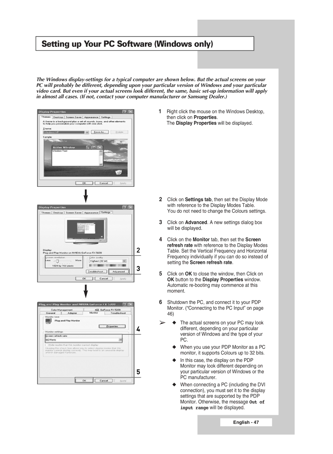 Samsung PPM63M5HBX/XSG, PPM42M5HSX/EDC, PPM50M5HSX/EDC, PPM63M5HSX/EDC manual Setting up Your PC Software Windows only 