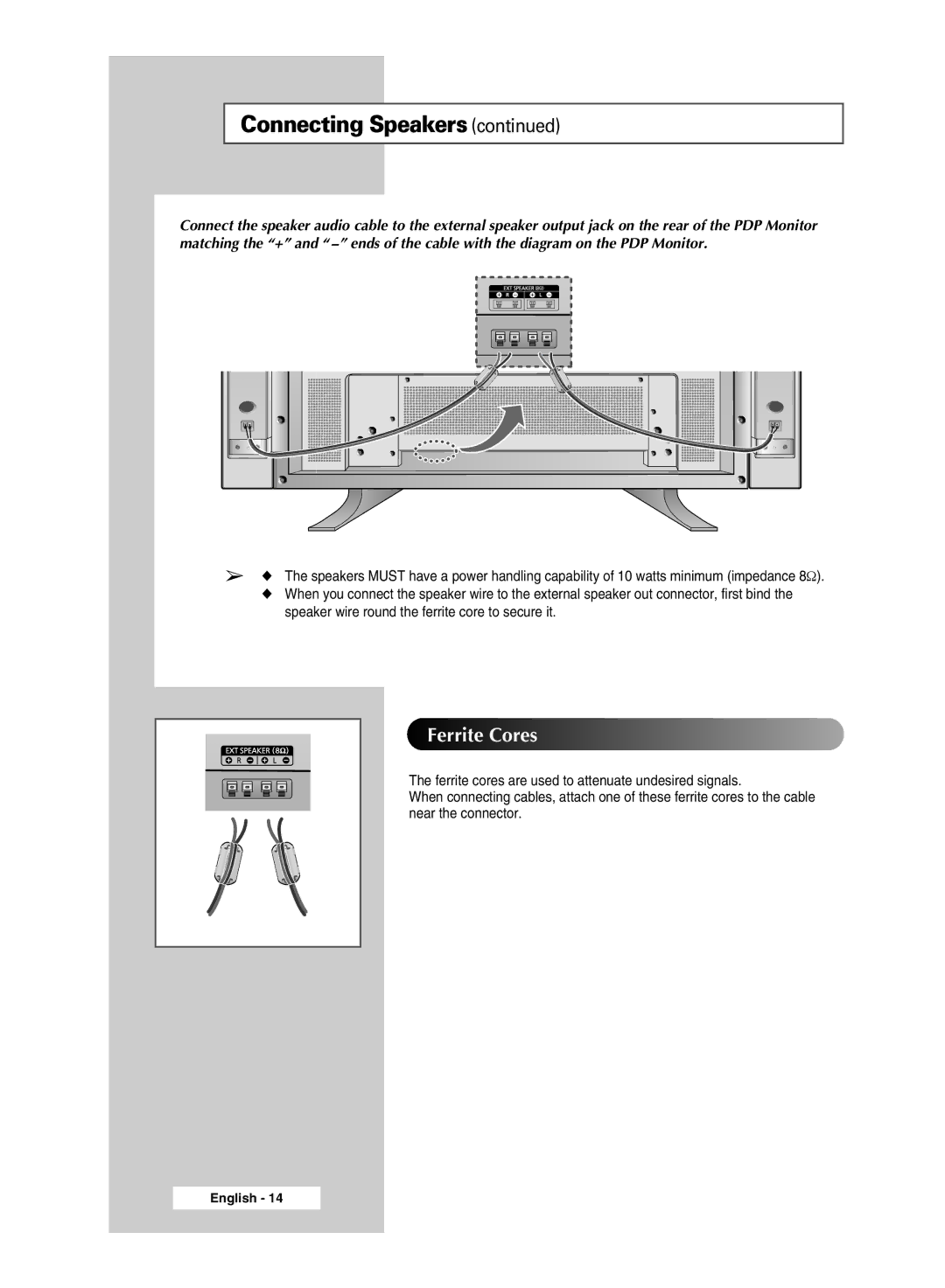 Samsung PPM50M5HSX/EDC, PPM42M5SSX/EDC, PPM42M5HSX/EDC, PPM63M5HSX/EDC manual Ferrite Cores 