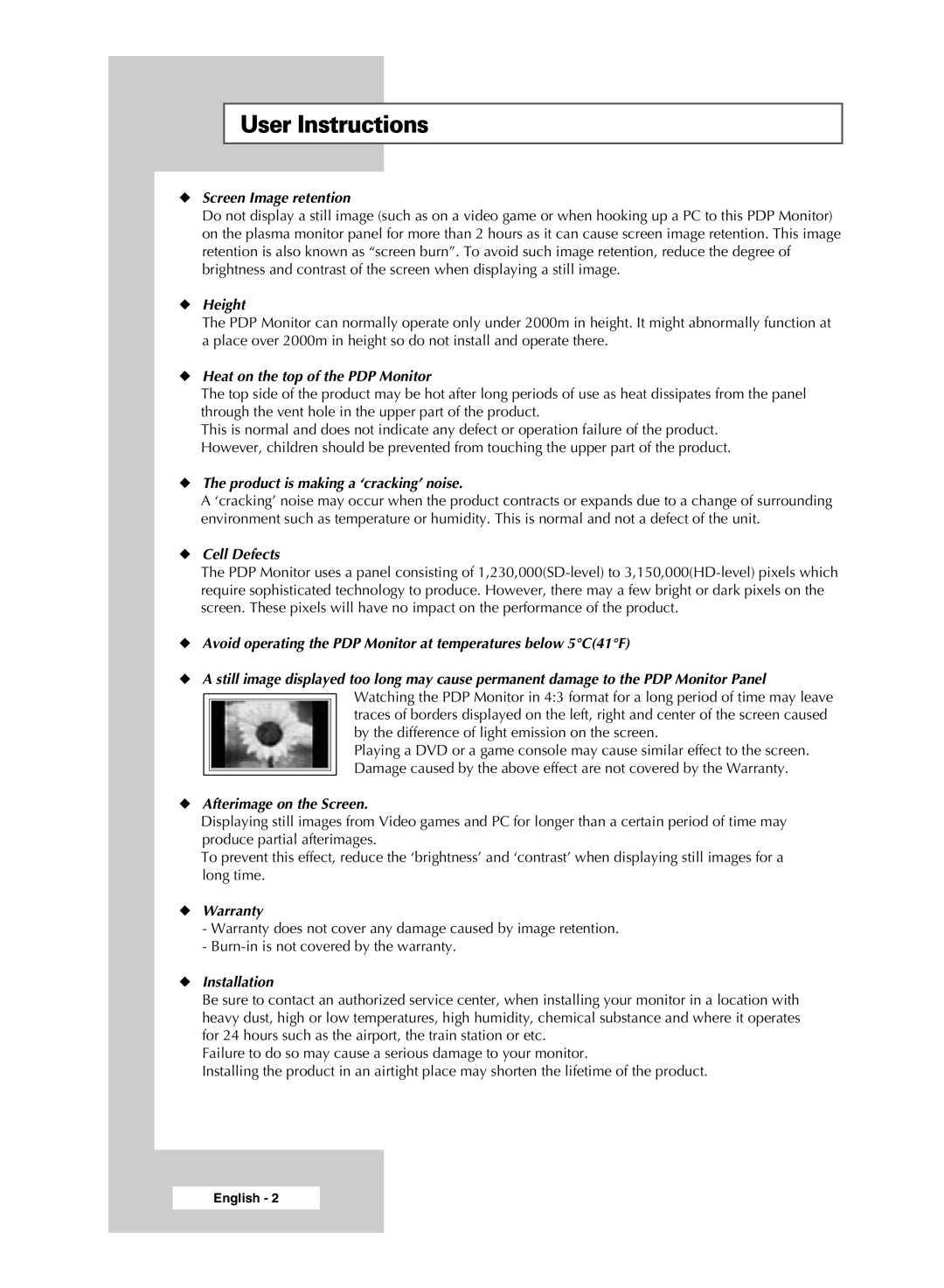 Samsung PPM50M5HSX/EDC, PPM42M5SSX/EDC, PPM42M5HSX/EDC, PPM63M5HSX/EDC manual User Instructions 