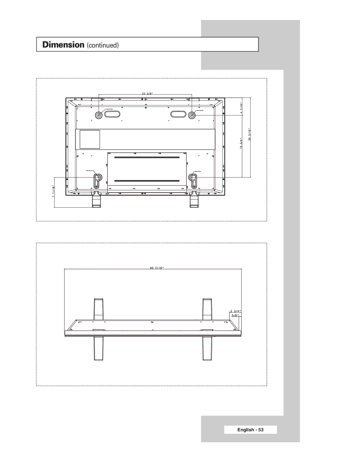 Samsung PPM42M5HSX/EDC, PPM42M5SSX/EDC, PPM50M5HSX/EDC, PPM63M5HSX/EDC manual Dimension 