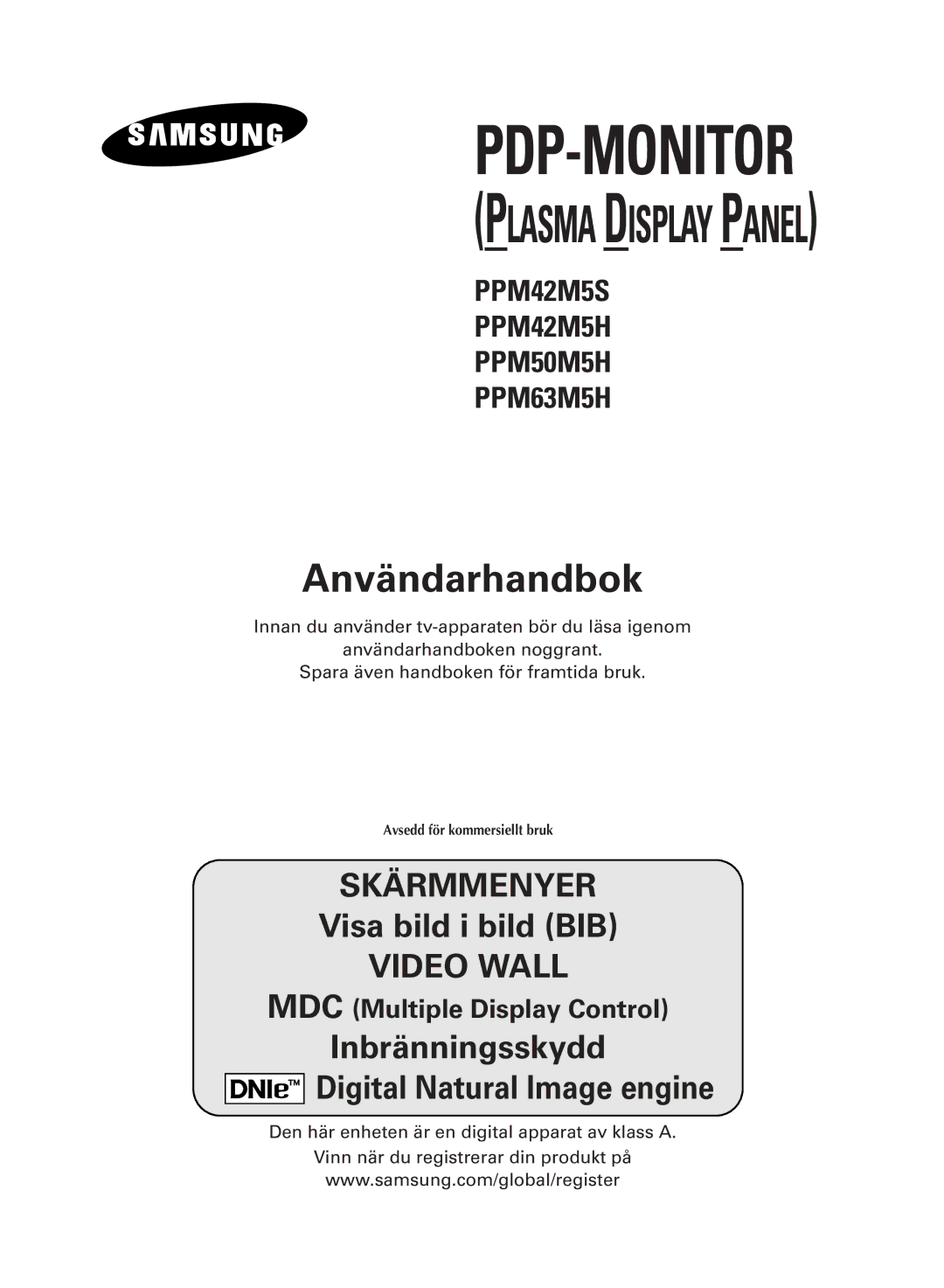 Samsung PPM42M5HSX/EDC, PPM42M5SSX/EDC, PPM50M5HSX/EDC, PPM63M5HSX/EDC manual Pdp-Monitor 