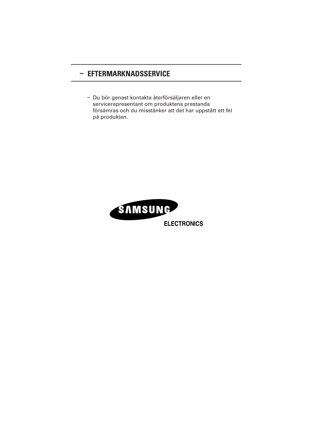 Samsung PPM42M5SSX/EDC, PPM42M5HSX/EDC, PPM50M5HSX/EDC, PPM63M5HSX/EDC manual Eftermarknadsservice 