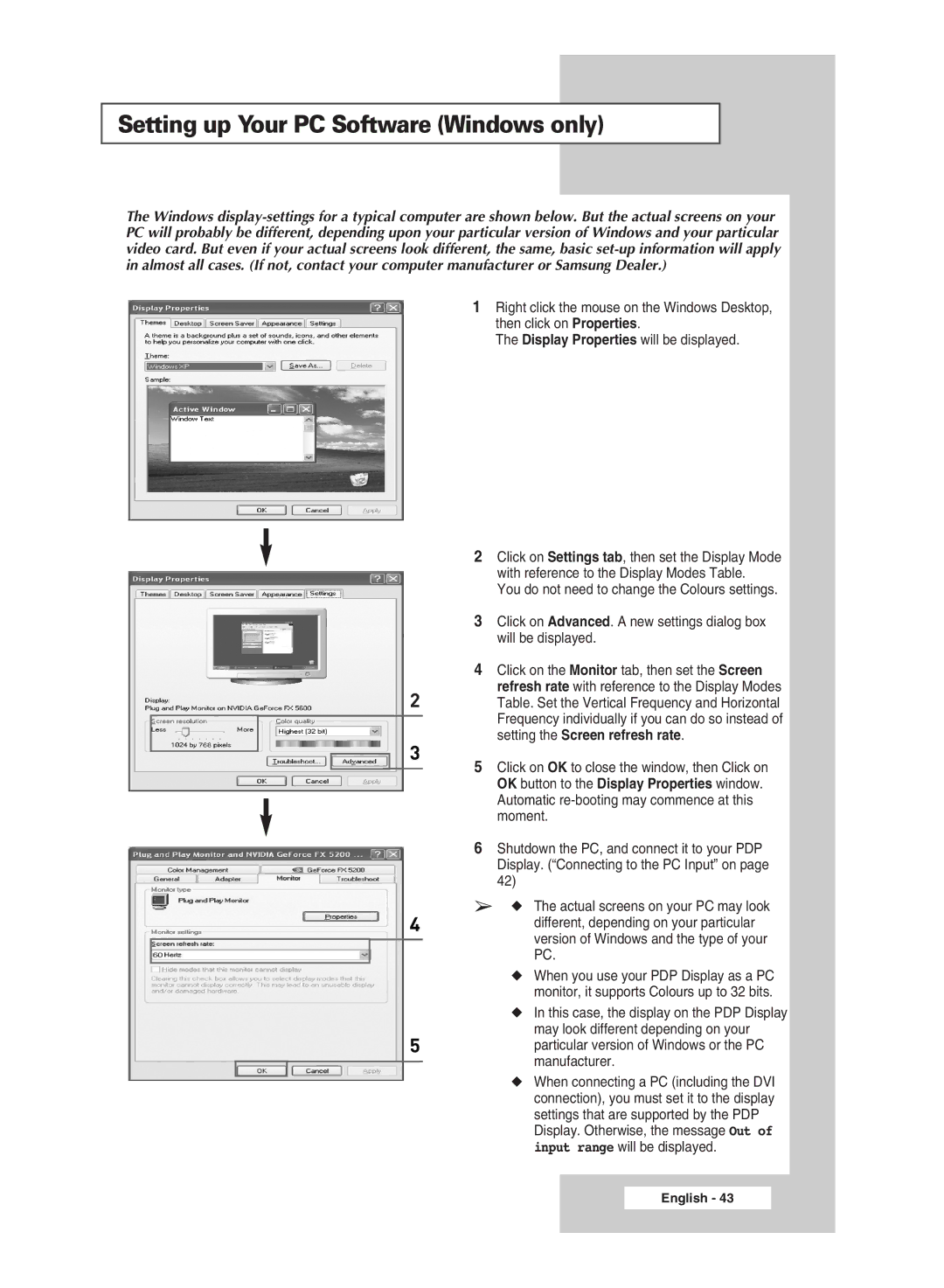 Samsung PPM42M6H manual Setting up Your PC Software Windows only 