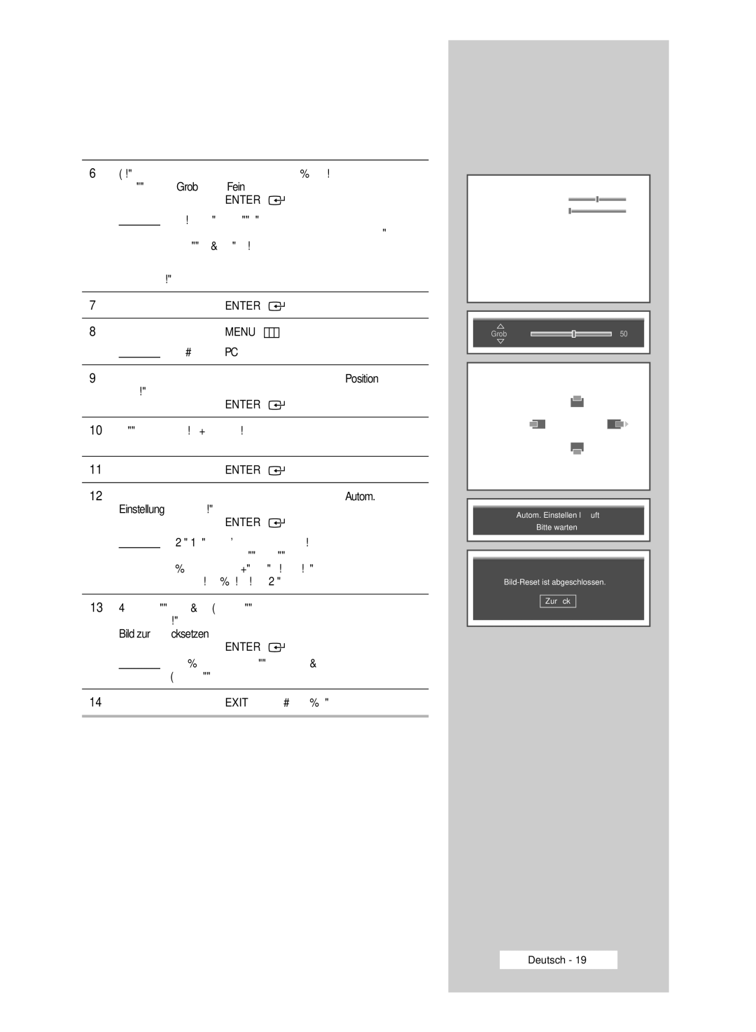 Samsung PPM42M6SSX/EDC manual Bild zurücksetzen aus 