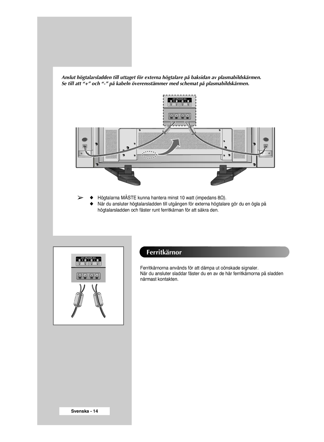 Samsung PPM42M6SSX/EDC manual Ferritkärnor 