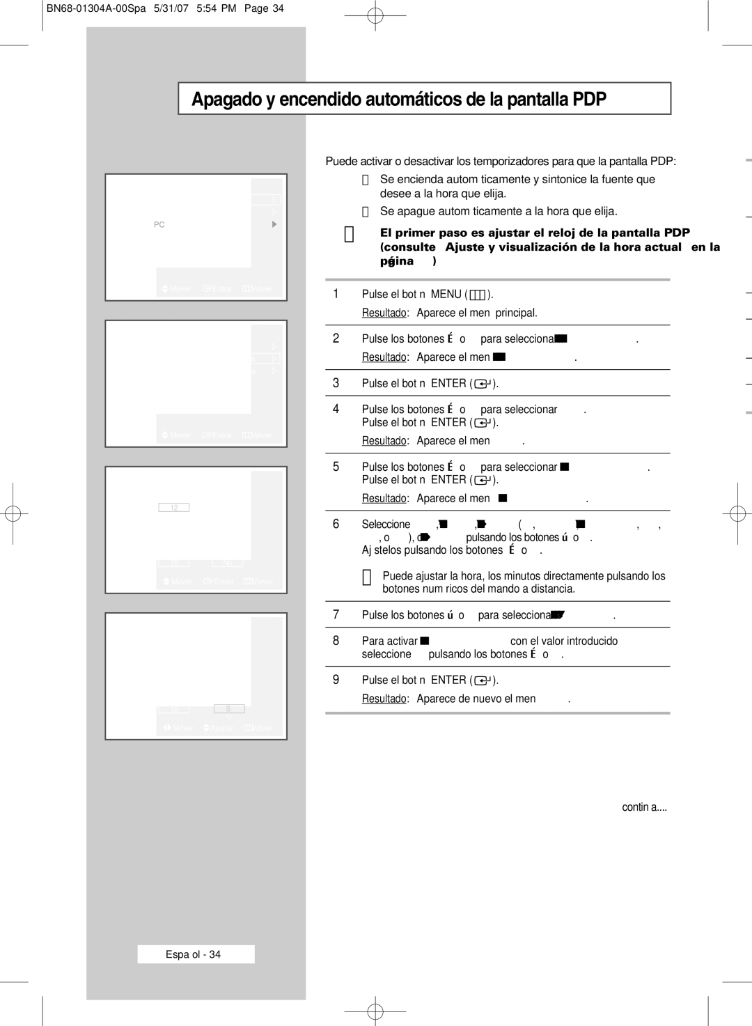 Samsung PPM42M7HBX/XSA, PPM50M7HBX/XSA, PPM42M7HSX/XBG manual Apagado y encendido automáticos de la pantalla PDP 