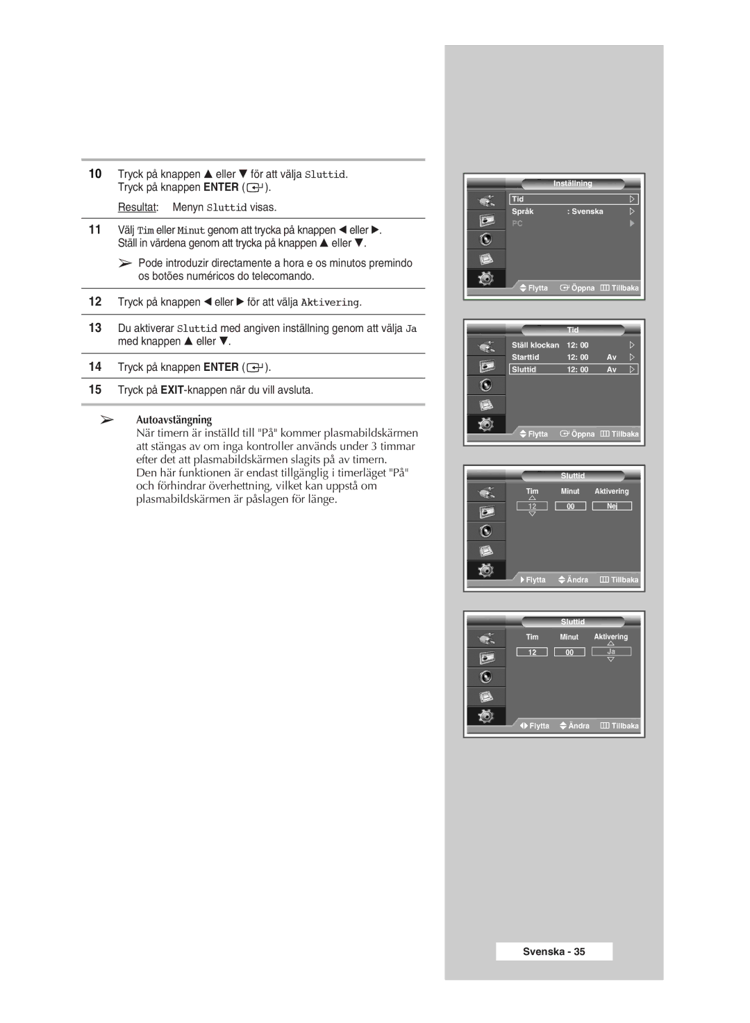 Samsung PPM50M7HSX/EDC, PPM42M7HSX/EDC manual Autoavstängning 