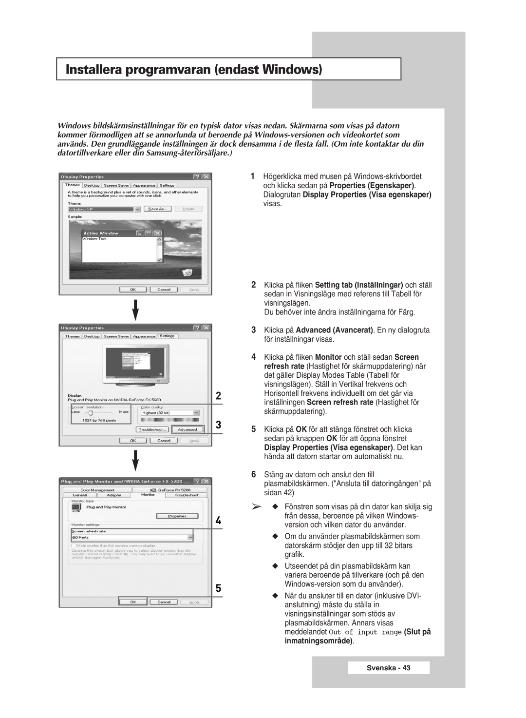 Samsung PPM50M7HSX/EDC, PPM42M7HSX/EDC manual Installera programvaran endast Windows 