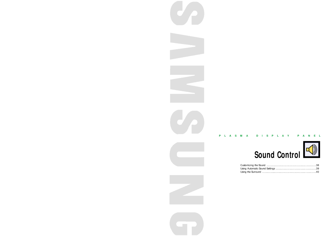 Samsung PPM42S2 manual Sound Control 