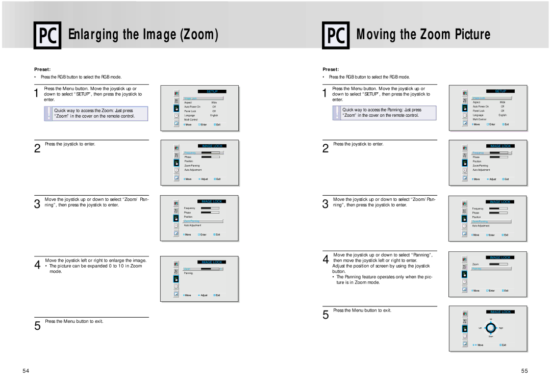 Samsung PPM42S2 manual Enlarging the Image Zoom Moving the Zoom Picture 