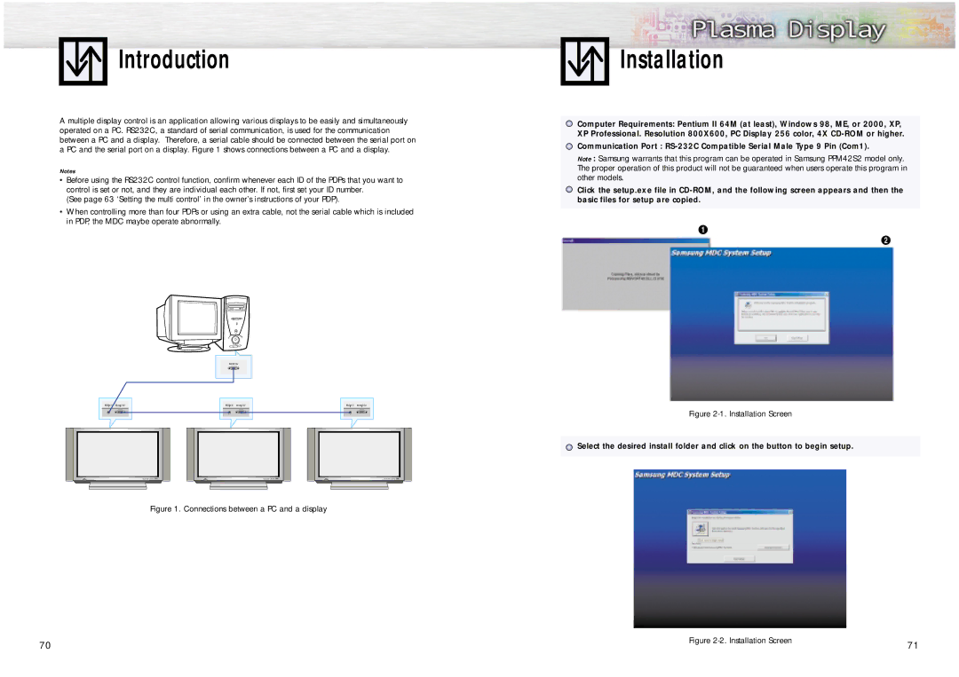 Samsung PPM42S2 manual Introduction, Installation 