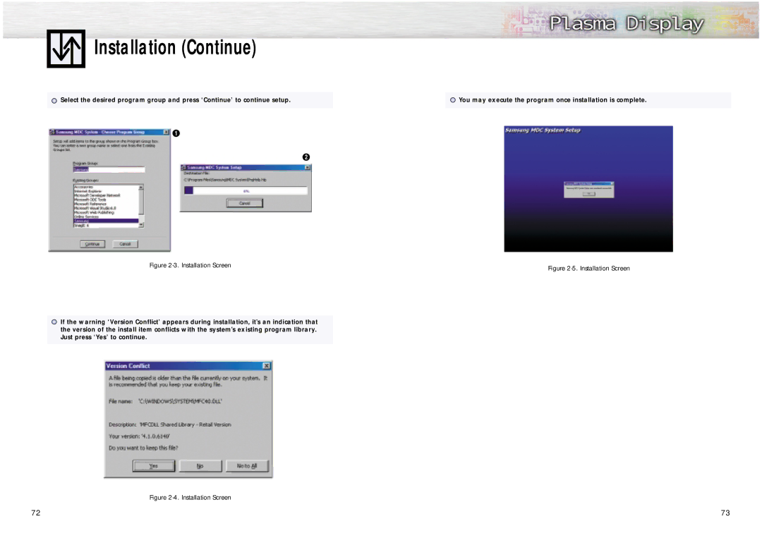 Samsung PPM42S2 manual Installation Continue 