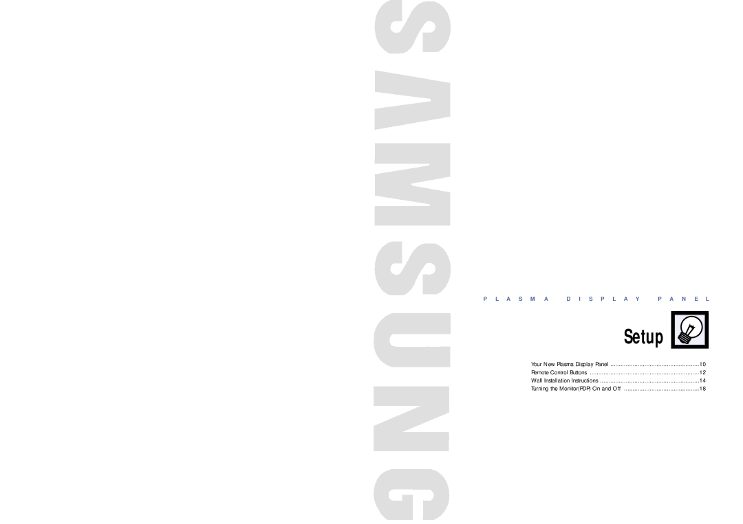 Samsung PPM42S2 manual Setup 