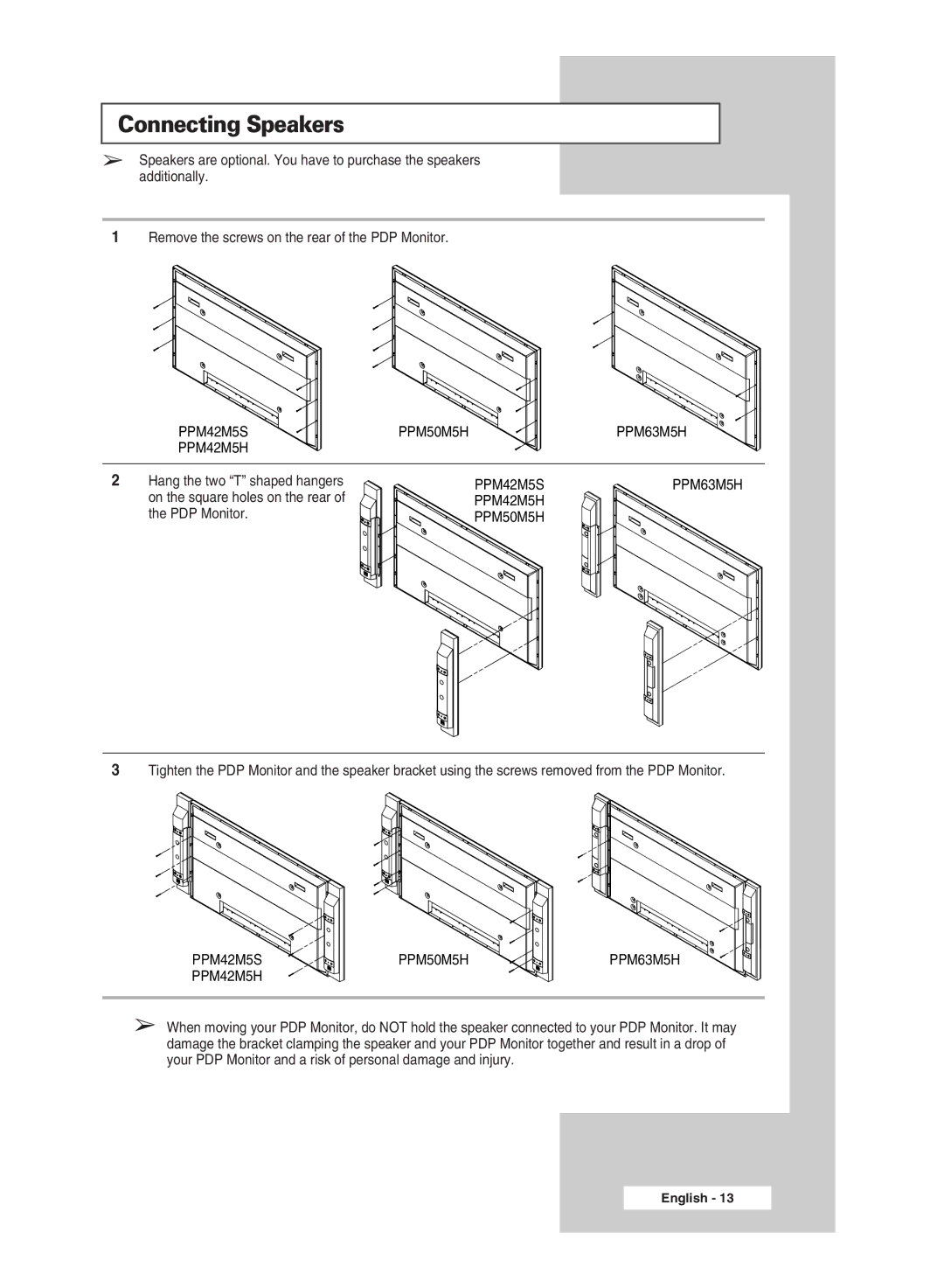 Samsung PPM42M5H, PPM50M5H manual Connecting Speakers 