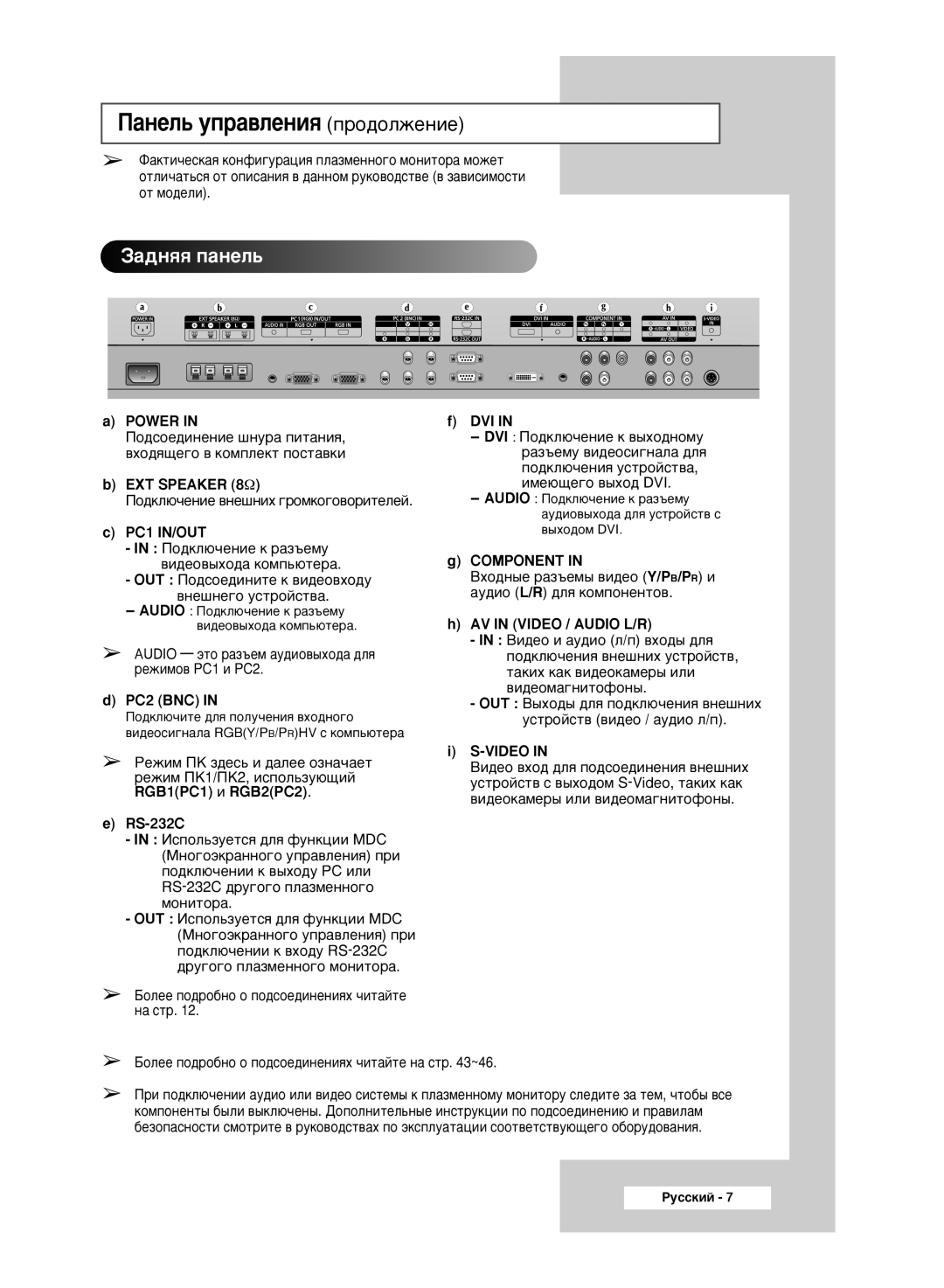 Samsung PPM50M5HSX/EDC manual ‡ÌÂÎ¸ ÛÔ‡‚ÎÂÌËﬂ ÔÓ‰ÓÎÊÂÌËÂ, ‚Ìâ¯Ìâ„Ó Ûòúóèòú‚‡ 