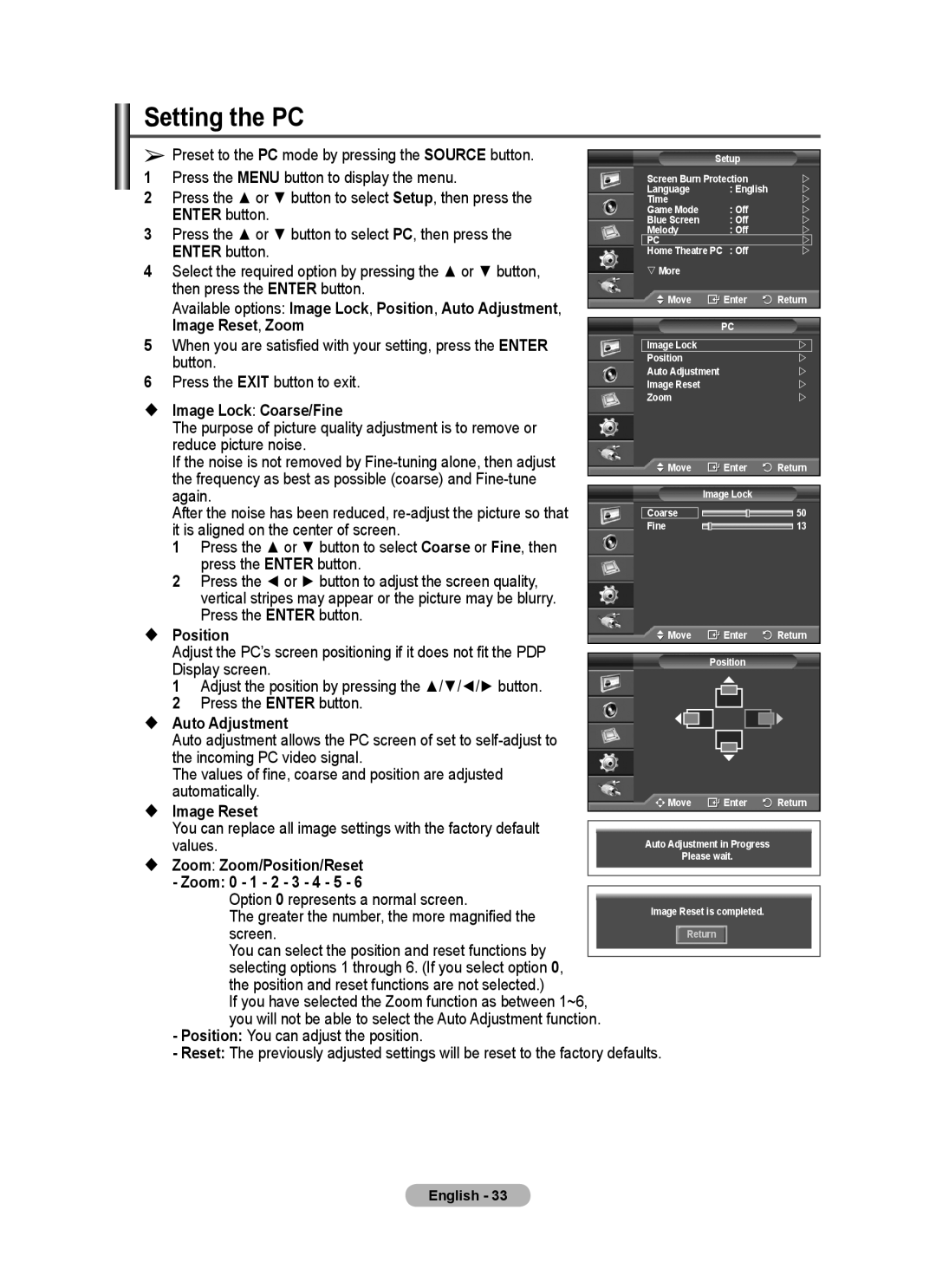 Samsung PPM63M7F, PPM50M7F manual Setting the PC 