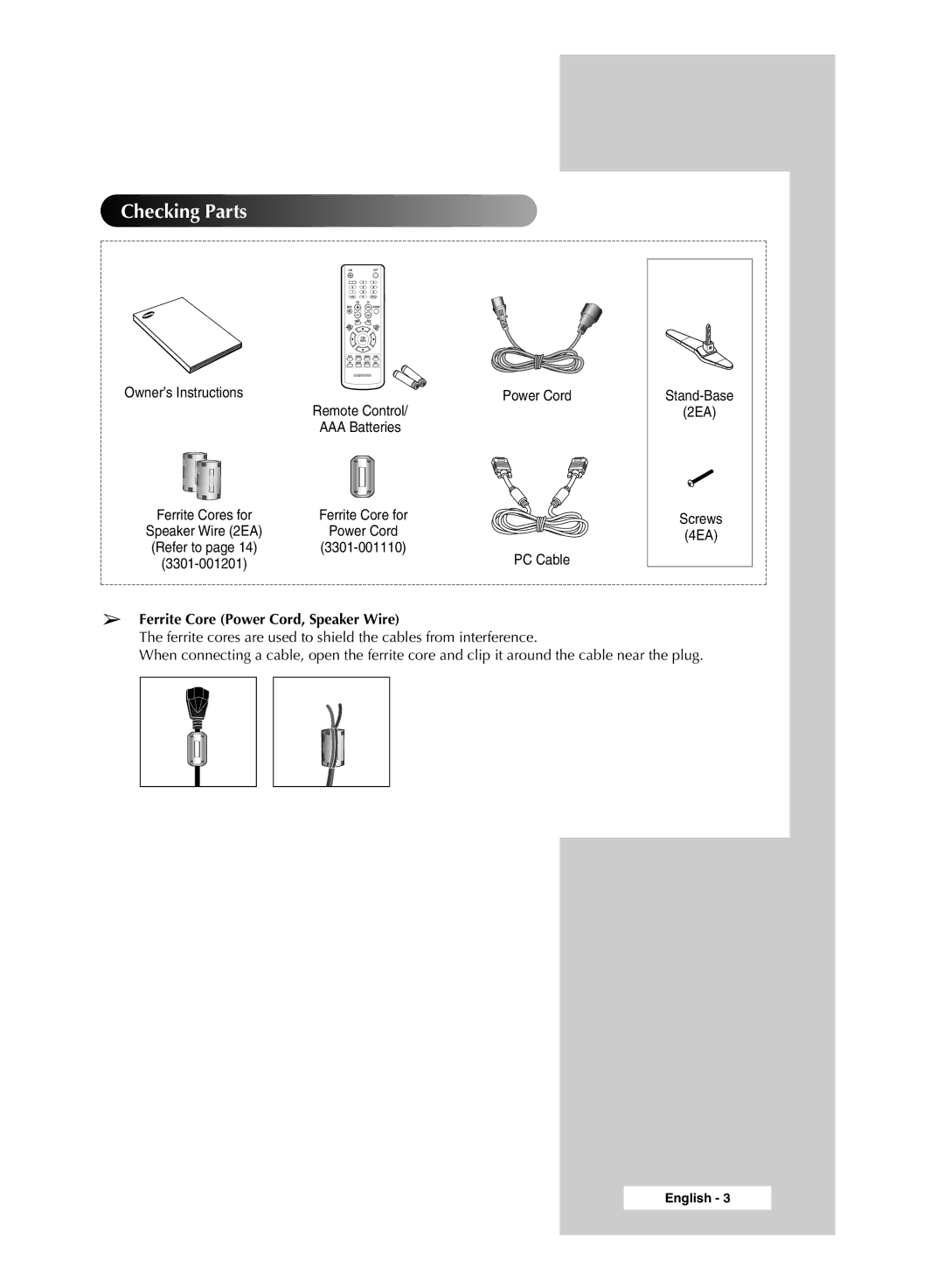 Samsung PPM50M7H manual Checking Parts 