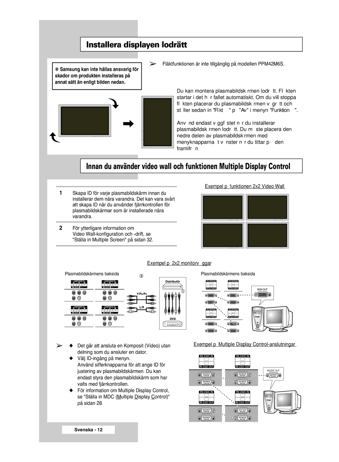 Samsung PPM63M6HSX/EDC, PPM42M6HSX/EDC, PPM50M6HSX/EDC manual Fläktfunktionen är inte tillgänglig på modellen PPM42M6S 